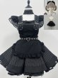 画像2: レトロな黒と白のストライプロリータメイド服　 大きいサイズ　コスプレ衣装 (2)