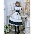 画像4: 英国風　可愛いメイド服 ミニ丈ワンピース コスチューム 半袖 フリル カチューシャ付き 蝶結び コスプレ衣装 (4)