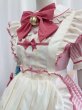 画像2: ピンクストライプの可愛いメイド服 ミニ丈ワンピース コスチューム 半袖 フリル カチューシャ付き 蝶結び コスプレ衣装 (2)