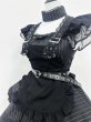 画像7: 黒のシックなエプロン付き可愛いメイド服 ミニ丈ワンピース コスチューム 半袖 フリル カチューシャ付き 蝶結び コスプレ衣装 (7)
