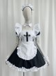 画像5: 十字架　可愛いメイド服 ミニ丈ワンピース コスチューム 半袖 フリル カチューシャ付き 蝶結び コスプレ衣装 (5)