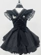 画像5: 黒のシックなエプロン付き可愛いメイド服 ミニ丈ワンピース コスチューム 半袖 フリル カチューシャ付き 蝶結び コスプレ衣装 (5)