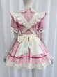 画像3: ピンクストライプの可愛いメイド服 ミニ丈ワンピース コスチューム 半袖 フリル カチューシャ付き 蝶結び コスプレ衣装 (3)