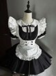 画像3: フリル　エプロン付き可愛いメイド服 ミニ丈ワンピース コスチューム 半袖 フリル カチューシャ付き 蝶結び コスプレ衣装 (3)