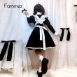 画像4: フリフリエプロン　可愛いメイド服 ミニ丈ワンピース コスチューム 半袖 フリル カチューシャ付き 蝶結び コスプレ衣装 (4)