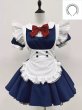 画像1: エプロン付き可愛いメイド服 ミニ丈ワンピース コスチューム 半袖 フリル カチューシャ付き 蝶結び コスプ衣装 (1)