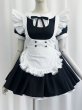 画像1: フリル　エプロン付き可愛いメイド服 ミニ丈ワンピース コスチューム 半袖 フリル カチューシャ付き 蝶結び コスプレ衣装 (1)