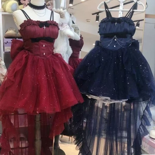 画像25: フランスのプリンセスドレス、夏のロリータドレス、妖精のトレイン、白い月光のスパンコールの誕生日の大人のドレス (25)