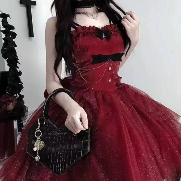 画像9: フランスのプリンセスドレス、夏のロリータドレス、妖精のトレイン、白い月光のスパンコールの誕生日の大人のドレス (9)