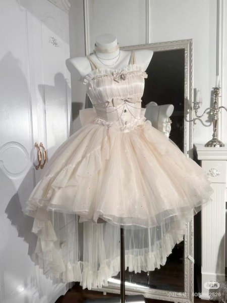 画像3: フランスのプリンセスドレス、夏のロリータドレス、妖精のトレイン、白い月光のスパンコールの誕生日の大人のドレス (3)