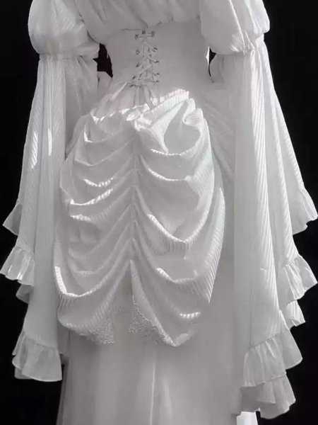 画像12: 仮装舞踏会 ロリータ ハイウエストスカート lolita 上着 ダーク系ゴシック風 ロング ジャンスカ lolita cla 仮装舞踏会 ハロウィン 黒 白 ワンピース ロリータ フィッシュテール リボン レディース ゴスロリ 姫系 プリンセス風 コスプレコーディネート かわいい 仮装 (12)