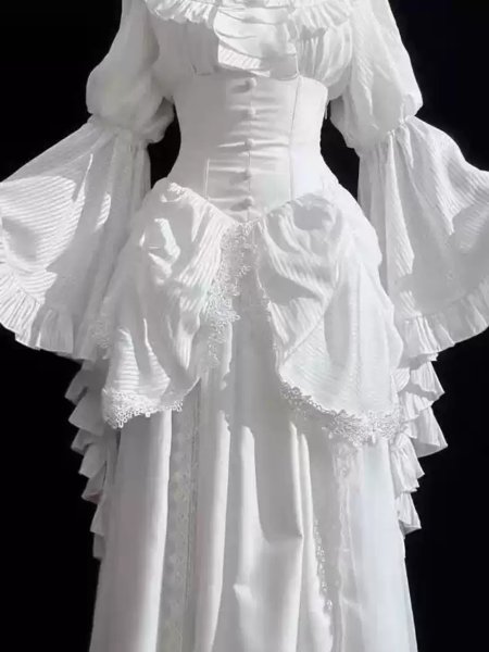 画像13: 仮装舞踏会 ロリータ ハイウエストスカート lolita 上着 ダーク系ゴシック風 ロング ジャンスカ lolita cla 仮装舞踏会 ハロウィン 黒 白 ワンピース ロリータ フィッシュテール リボン レディース ゴスロリ 姫系 プリンセス風 コスプレコーディネート かわいい 仮装 (13)