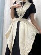 画像2: 英国風　ロングメイド服　ダークロリータ ゴシック レトロ エレガント パフスリーブ ブラック メイドエプロン ドレス セット (2)