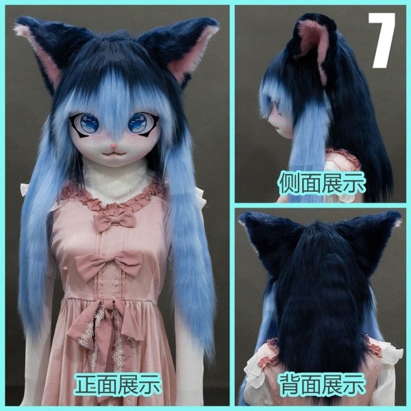 画像16: リアル 猫 ヘッド 獣人 お面 可愛い 仮面 耳付き リアル かぶりもの 頭 着ぐるみ ロリータ パーティーグッズ ものまね 余興 なりきり コスチューム (16)