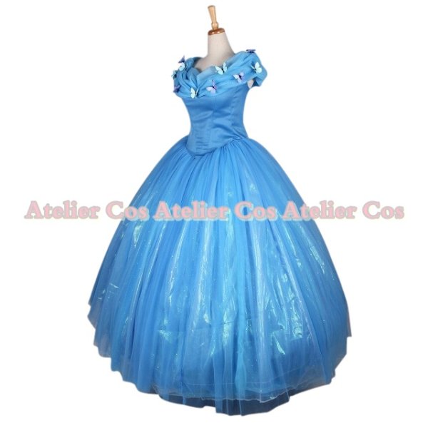 画像1: シンデレラ 青いドレス 風 コスプレ 衣装 通販 オーダーメイド (1)